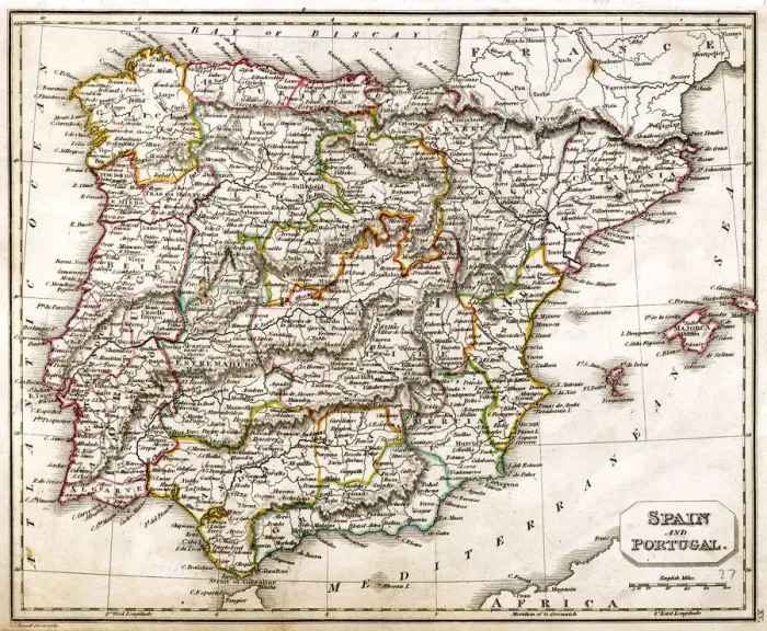 Framed Print : MAP / SPAIN / PORTUGAL 1827 Framed Print : MAP / SPAIN / PORTUGAL 1827