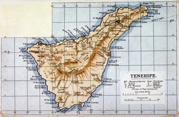 Framed Print : Map of Tenerife, Canary Islands Framed Print : Map of Tenerife, Canary Islands