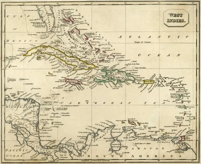 Framed Print : Map West Indies Framed Print : Map West Indies