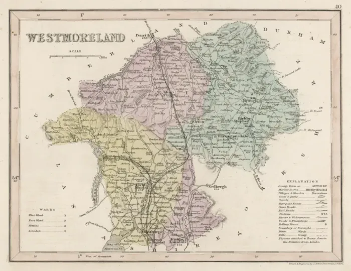 Framed Print : Map / Westmoreland C1857 Framed Print : Map / Westmoreland C1857