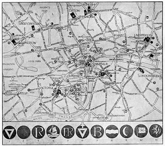 Framed Print : Map of YMCA shelters around London during WW1 Framed Print : Map of YMCA shelters around London during WW1