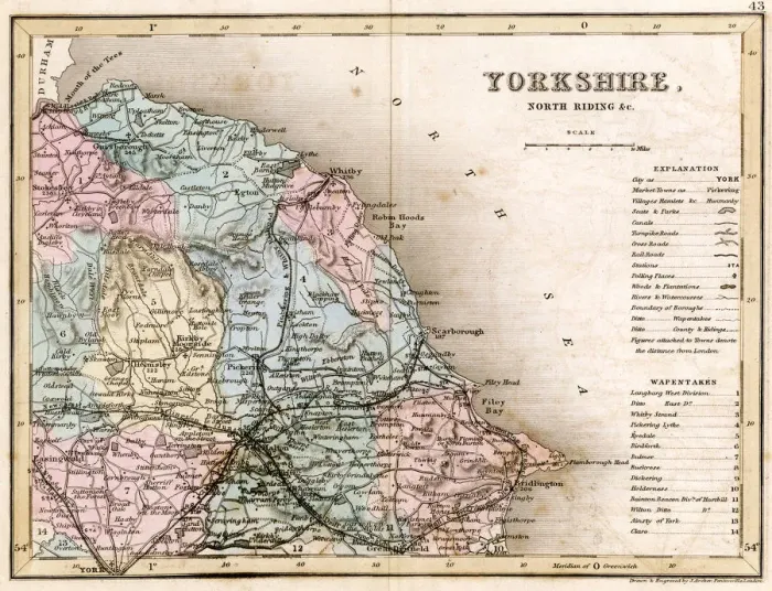 Framed Print : MAP / YORKSHIRE / NORTH 1857 Framed Print : MAP / YORKSHIRE / NORTH 1857