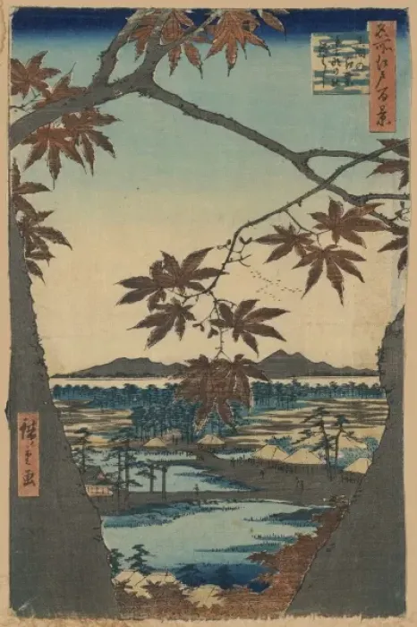 Framed Print : Maple trees at Mama, Tekona Shrine and Linked Bridge Framed Print : Maple trees at Mama, Tekona Shrine and Linked Bridge
