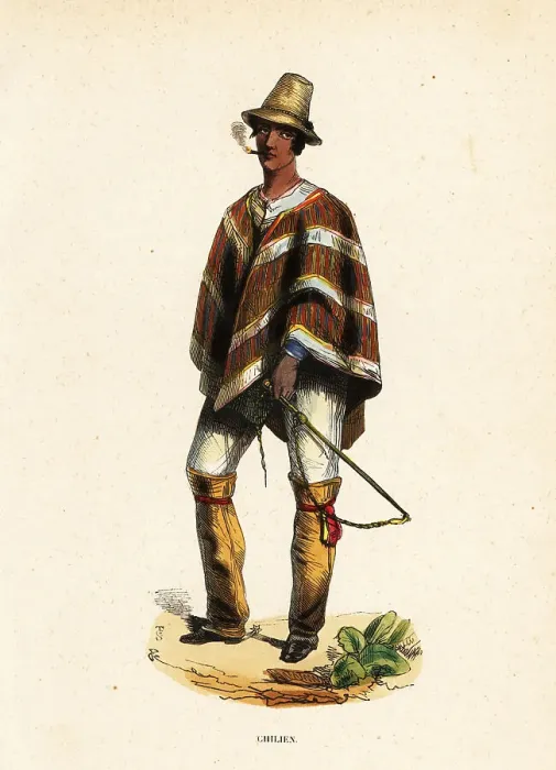 Framed Print : Mapuche man of Chile smoking a cigar Framed Print : Mapuche man of Chile smoking a cigar
