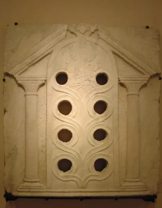 Framed Print : Marble window dating from the second half of the 17th centur Framed Print : Marble window dating from the second half of the 17th centur