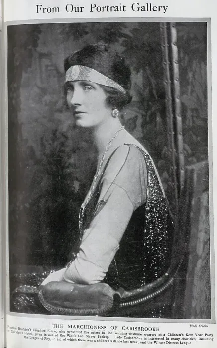 Framed Print : Marchioness of Carisbrooke, studio portrait in sequinned hairband and gown. Captioned, From our portrait gallery'. With description noting her charity work and interest in many charities Framed Print : Marchioness of Carisbrooke, studio portrait in sequinned hairband and gown. Captioned, From our portrait gallery'. With description noting her charity work and interest in many charities