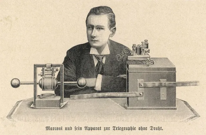 Framed Print : MARCONI AND APPARATUS Framed Print : MARCONI AND APPARATUS