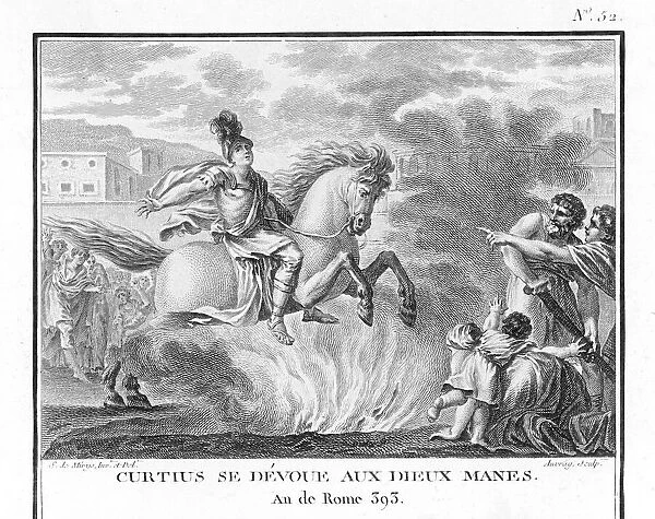 Marcus Curtius sacrifices himself for Rome