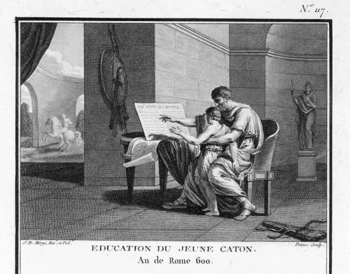 Framed Print : Marcus Porcius Cato, Roman statesman, educating son Framed Print : Marcus Porcius Cato, Roman statesman, educating son