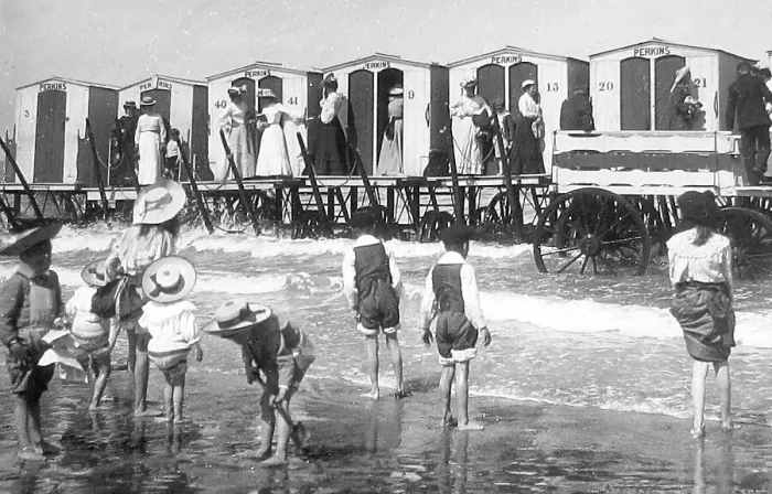 Framed Print : Margate bathing huts Victorian period Framed Print : Margate bathing huts Victorian period