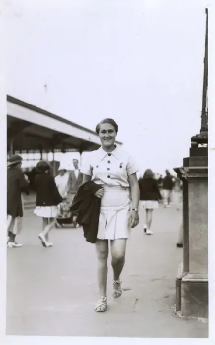 Framed Print : Margate, Kent - confident, strong woman in summer ensemble Framed Print : Margate, Kent - confident, strong woman in summer ensemble