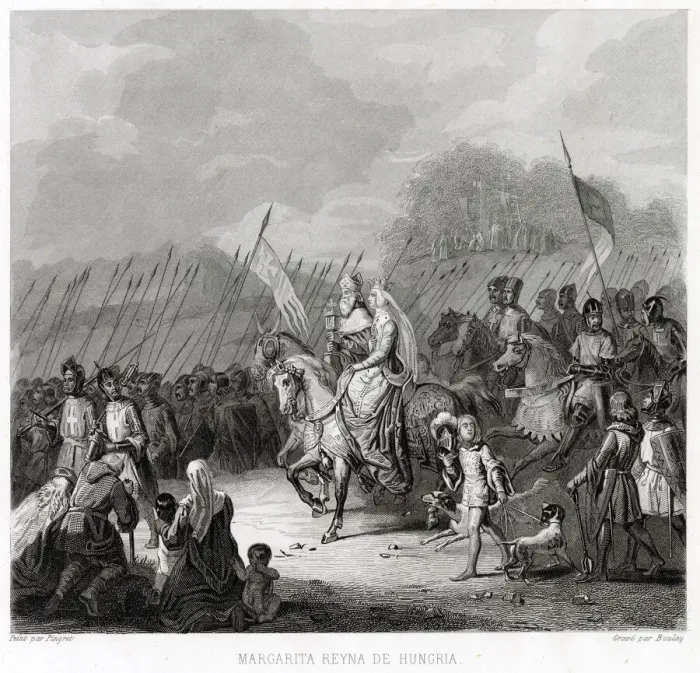Framed Print : Marguerite de France, Queen of Hungary, leads the Hungarians on a Crusade Framed Print : Marguerite de France, Queen of Hungary, leads the Hungarians on a Crusade