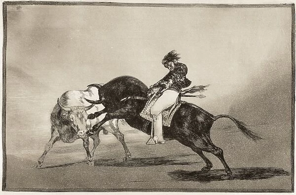 The same Mariano Ceballos, mounted on a bull