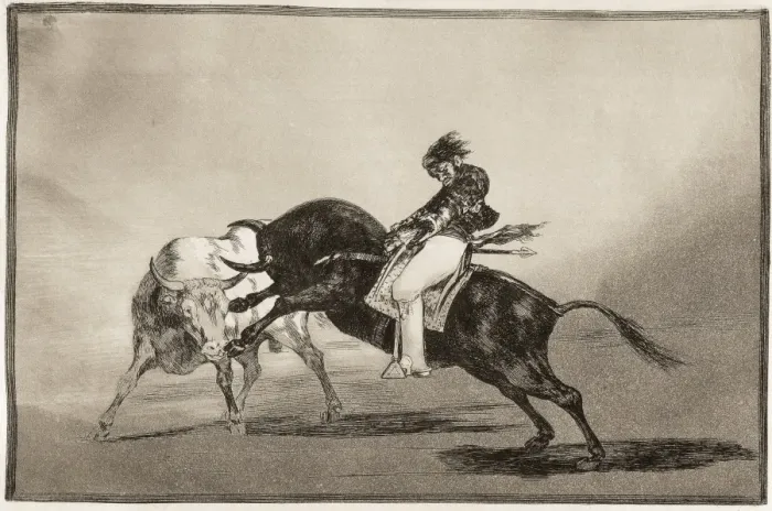 Framed Print : The same Mariano Ceballos, mounted on a bull Framed Print : The same Mariano Ceballos, mounted on a bull
