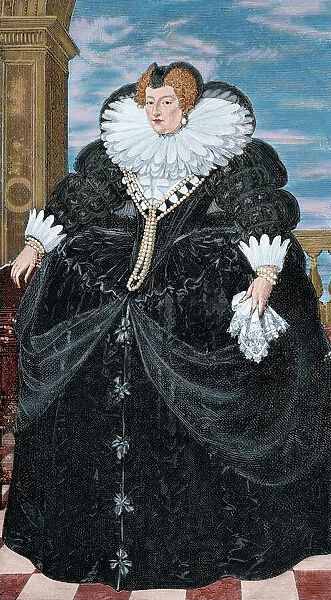 Marie de Medici (1575-1642). Queen of France. Portrait. Eng