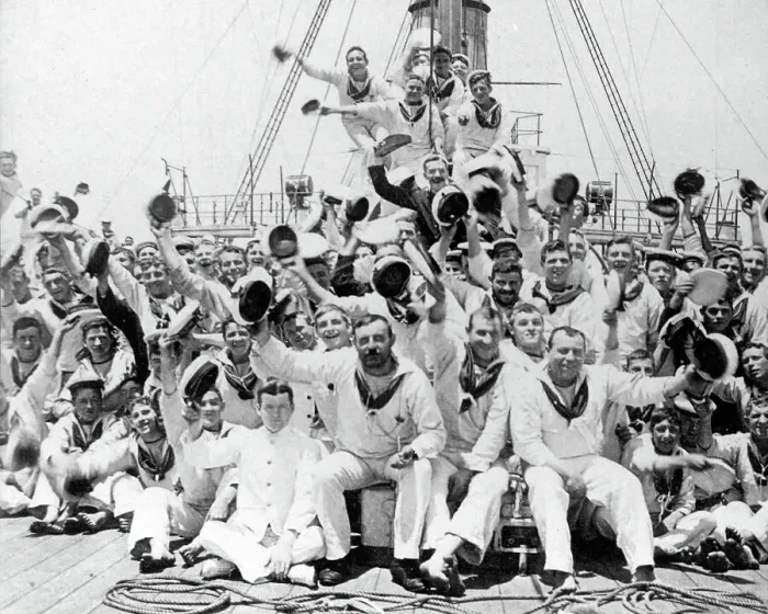 Framed Print : Marines on board H. M. S. Niobe during the Boer War Framed Print : Marines on board H. M. S. Niobe during the Boer War