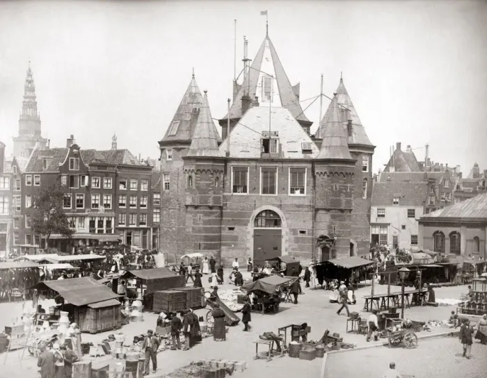 Framed Print : Market, Amsterdam, circa 1890. Date: circa 1890 Framed Print : Market, Amsterdam, circa 1890. Date: circa 1890