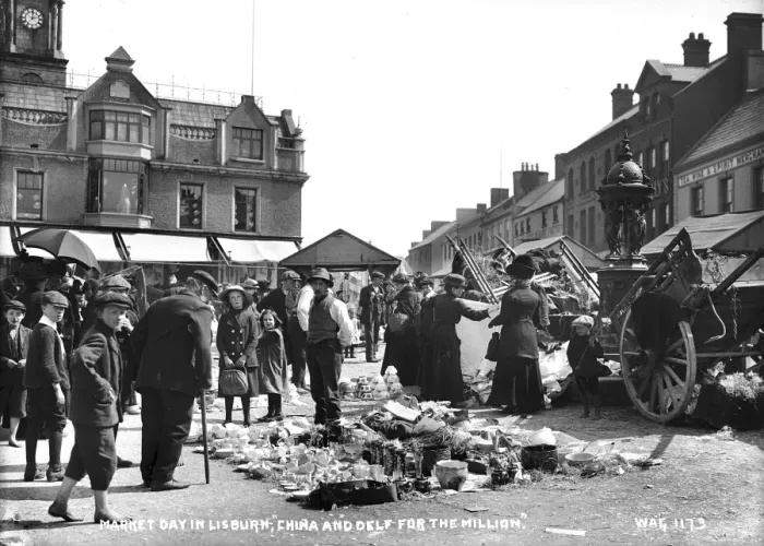 Framed Print : Market Day in Lisburn, China and Delft for the Million Framed Print : Market Day in Lisburn, China and Delft for the Million