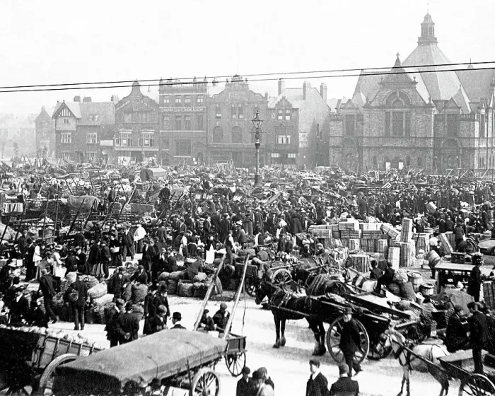 Framed Print : Market day Wigan Victorian period Framed Print : Market day Wigan Victorian period