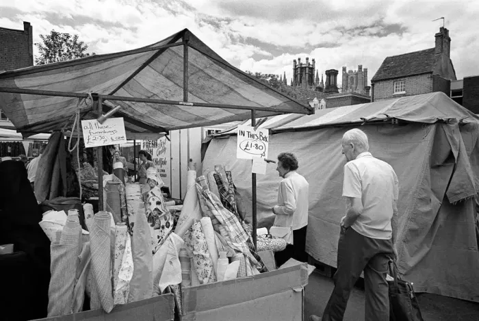 Framed Print : Market below Ely Cathedral Framed Print : Market below Ely Cathedral