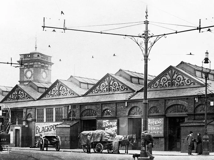 Framed Print : Market Hall, Ashton under Lyne early 1900's Framed Print : Market Hall, Ashton under Lyne early 1900's