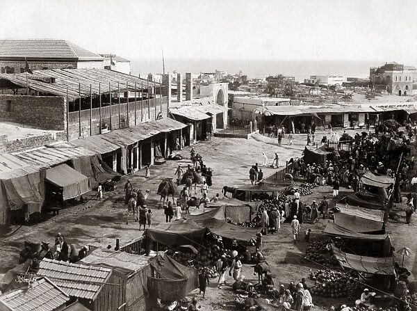 Market at Jaffa, Palestine (Israel) circa 1880s (Bonfils stu