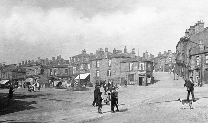 Framed Print : Market Place, Birstall near Leeds early 1900's Framed Print : Market Place, Birstall near Leeds early 1900's