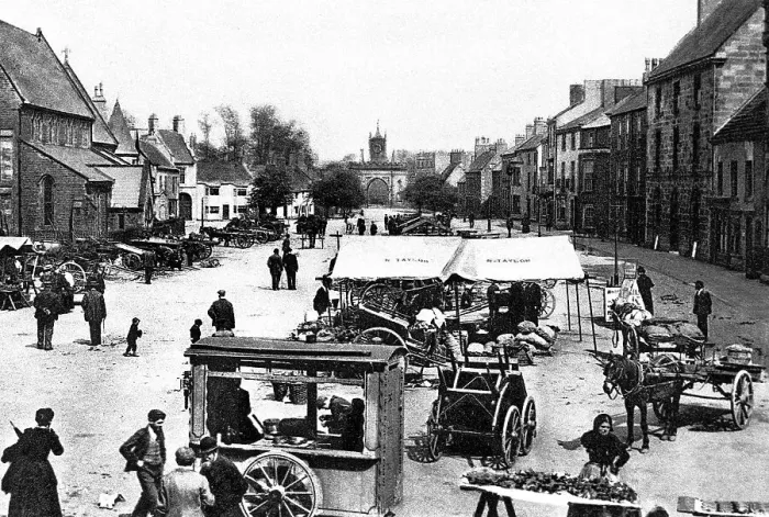 Framed Print : Market Place, Bishop Auckland, early 1900s Framed Print : Market Place, Bishop Auckland, early 1900s
