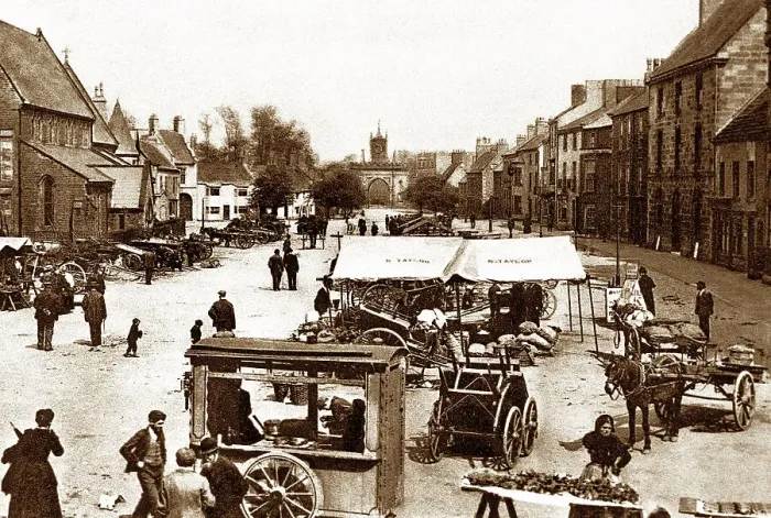 Framed Print : Market Place, Bishop Auckland, early 1900s Framed Print : Market Place, Bishop Auckland, early 1900s