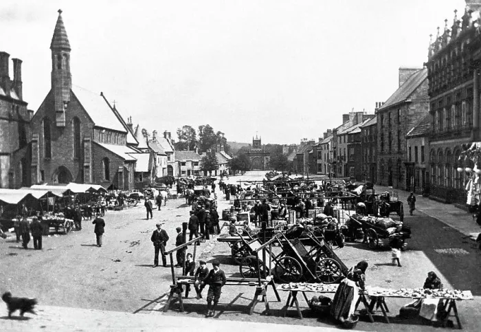 Framed Print : Market Place, Bishop Auckland early 1900's Framed Print : Market Place, Bishop Auckland early 1900's