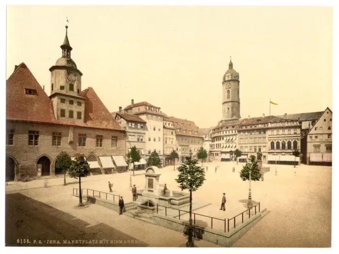 Framed Print : Market place and Bismarcks Fountain, Jena, Thuringia, Germa Framed Print : Market place and Bismarcks Fountain, Jena, Thuringia, Germa
