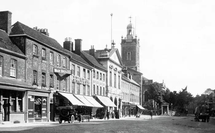 Framed Print : Market Place, Blandford Forum early 1900's Framed Print : Market Place, Blandford Forum early 1900's