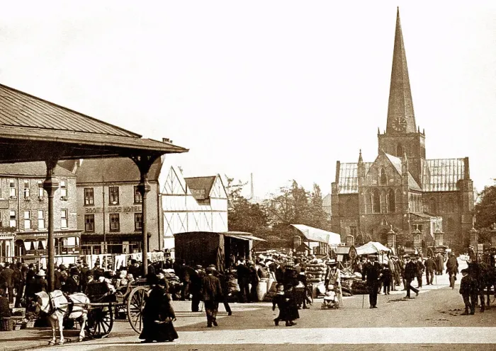 Framed Print : Market Place, Darlington, early 1900s Framed Print : Market Place, Darlington, early 1900s