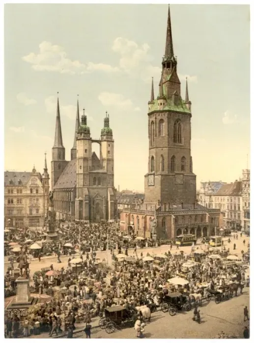 Framed Print : The market place, Halle, German Saxony, Germany Framed Print : The market place, Halle, German Saxony, Germany