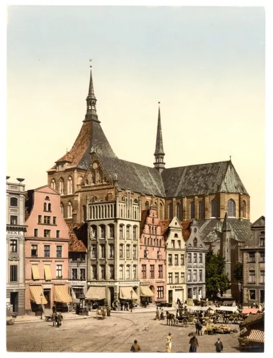 Framed Print : Market place and Marien Church, Rostock, Mecklenburg-Schweri Framed Print : Market place and Marien Church, Rostock, Mecklenburg-Schweri