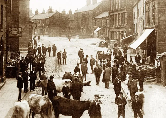 Framed Print : Market Place, Penistone early 1900's Framed Print : Market Place, Penistone early 1900's