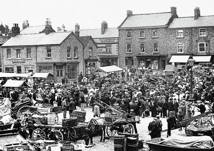 Framed Print : Market Place Thirsk Victorian period Framed Print : Market Place Thirsk Victorian period