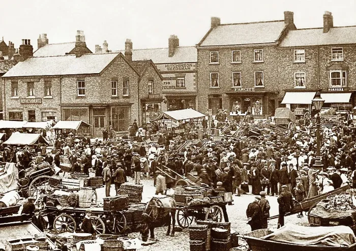 Framed Print : Market Place, Thirsk, Victorian period Framed Print : Market Place, Thirsk, Victorian period