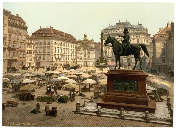 Framed Print : Market place, Vienna, Austro-Hungary Framed Print : Market place, Vienna, Austro-Hungary