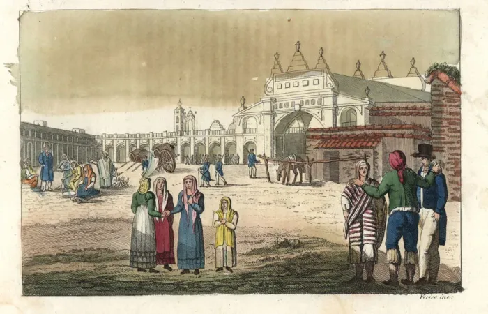 Framed Print : Market square in Buenos Aires, Argentina, early 19th century Framed Print : Market square in Buenos Aires, Argentina, early 19th century