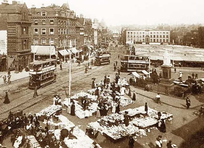 Framed Print : Market Square, Nottingham, early 1900s Framed Print : Market Square, Nottingham, early 1900s