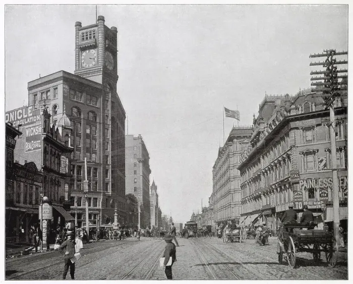 Framed Print : Market Street. Date: 1895 Framed Print : Market Street. Date: 1895