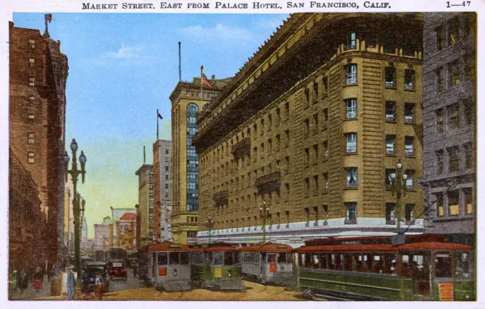 Framed Print : Market Street - East from the Palace Hotel - San Francisco Framed Print : Market Street - East from the Palace Hotel - San Francisco