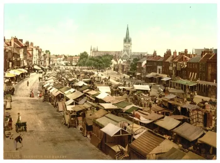 Framed Print : The market, Yarmouth, England Framed Print : The market, Yarmouth, England