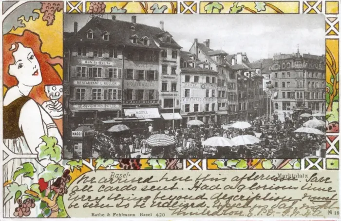 Framed Print : Marketplace in Basel, Switzerland Framed Print : Marketplace in Basel, Switzerland