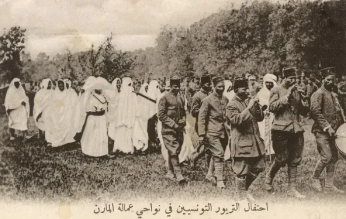 Framed Print : Marne Region, France - Parade of Tunisian Marksmen Framed Print : Marne Region, France - Parade of Tunisian Marksmen