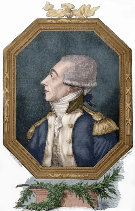 Framed Print : Marquis of La Fayette (1757-1834). Colored engraving