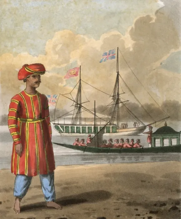 Framed Print : Marquis of Wellesleys Boatman, India Framed Print : Marquis of Wellesleys Boatman, India