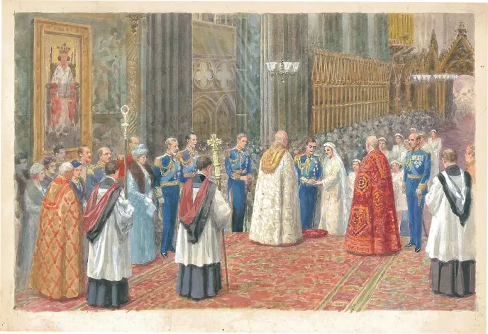 Framed Print : Marriage of the Duke of York and Lady Elizabeth Bowes-Lyon Framed Print : Marriage of the Duke of York and Lady Elizabeth Bowes-Lyon