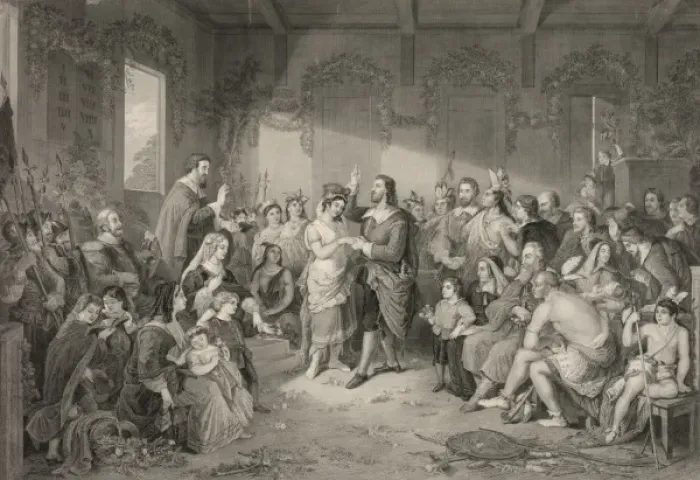 Framed Print : Marriage of Pocahontas Framed Print : Marriage of Pocahontas